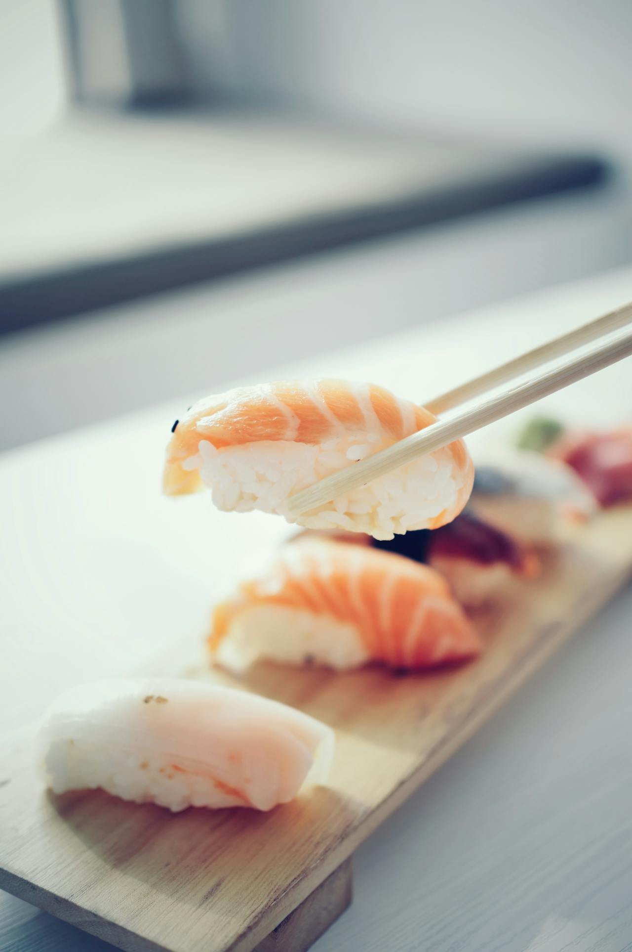 nigiri sushi on a plate.