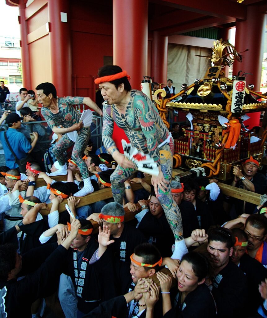 Yakuza members in the Tokyo Sanja Matsuri