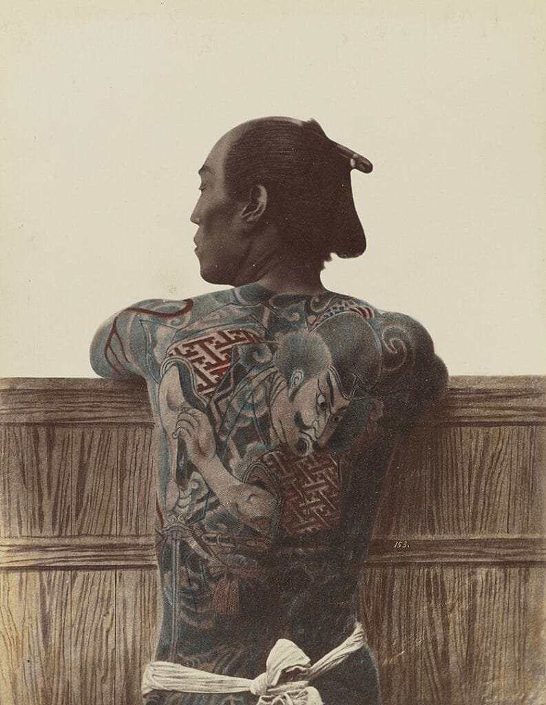 Yakuza exposing his tattoos